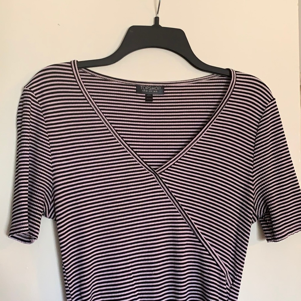 Topshop pink and black striped bodysuit